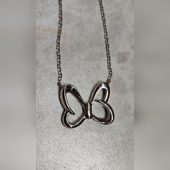 Minnie Mouse Bow Necklace sterling silver and 10k gold Womens - Picture 9 of 15
